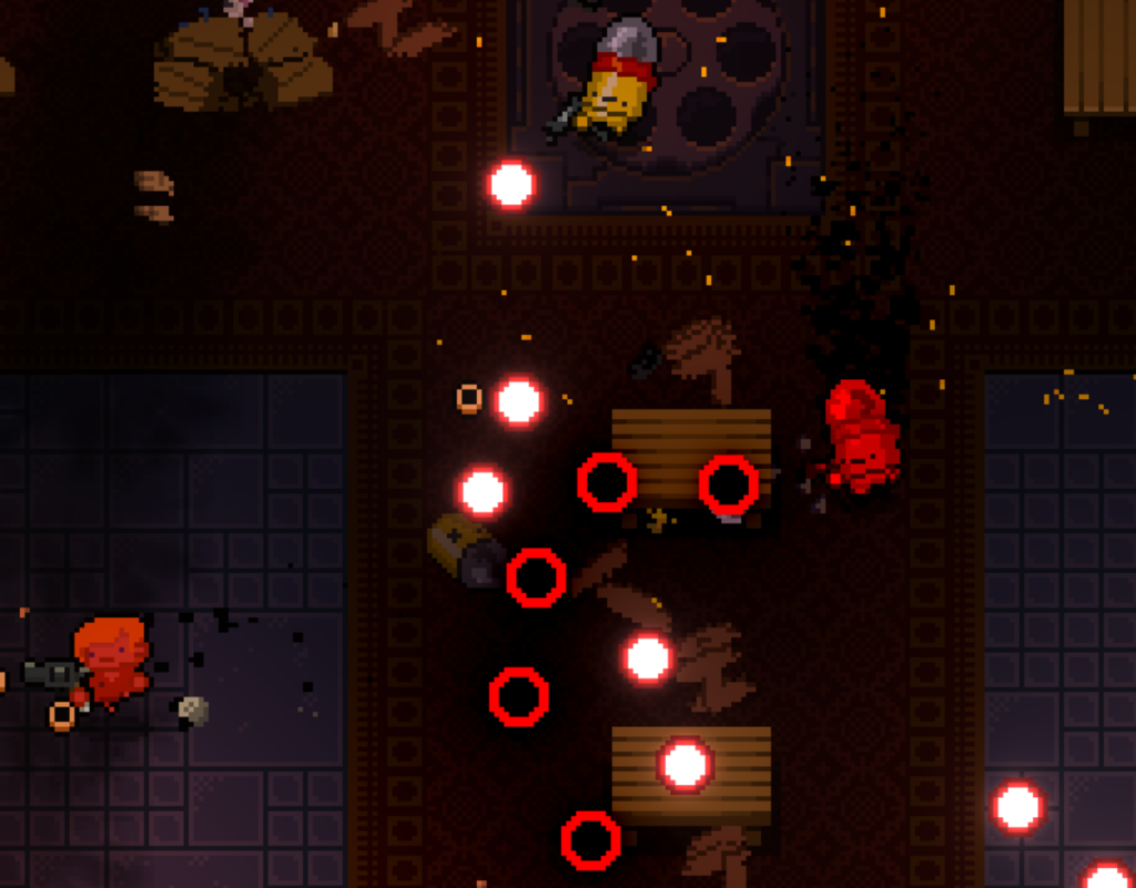 When bullet kin are red look at! They are cursed.