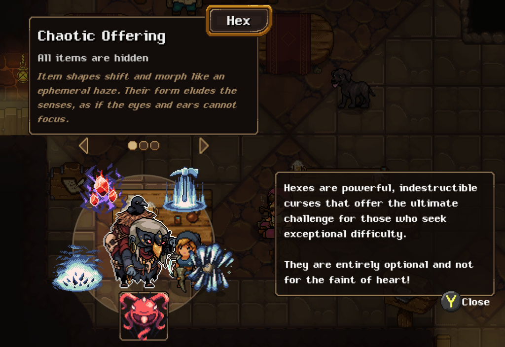 The hexes screen. It explains how hexes work and whats what you can pick.